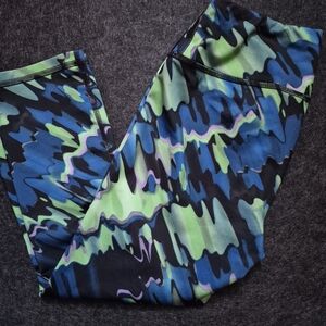 Reebok Blue and Green Patterned Leggings